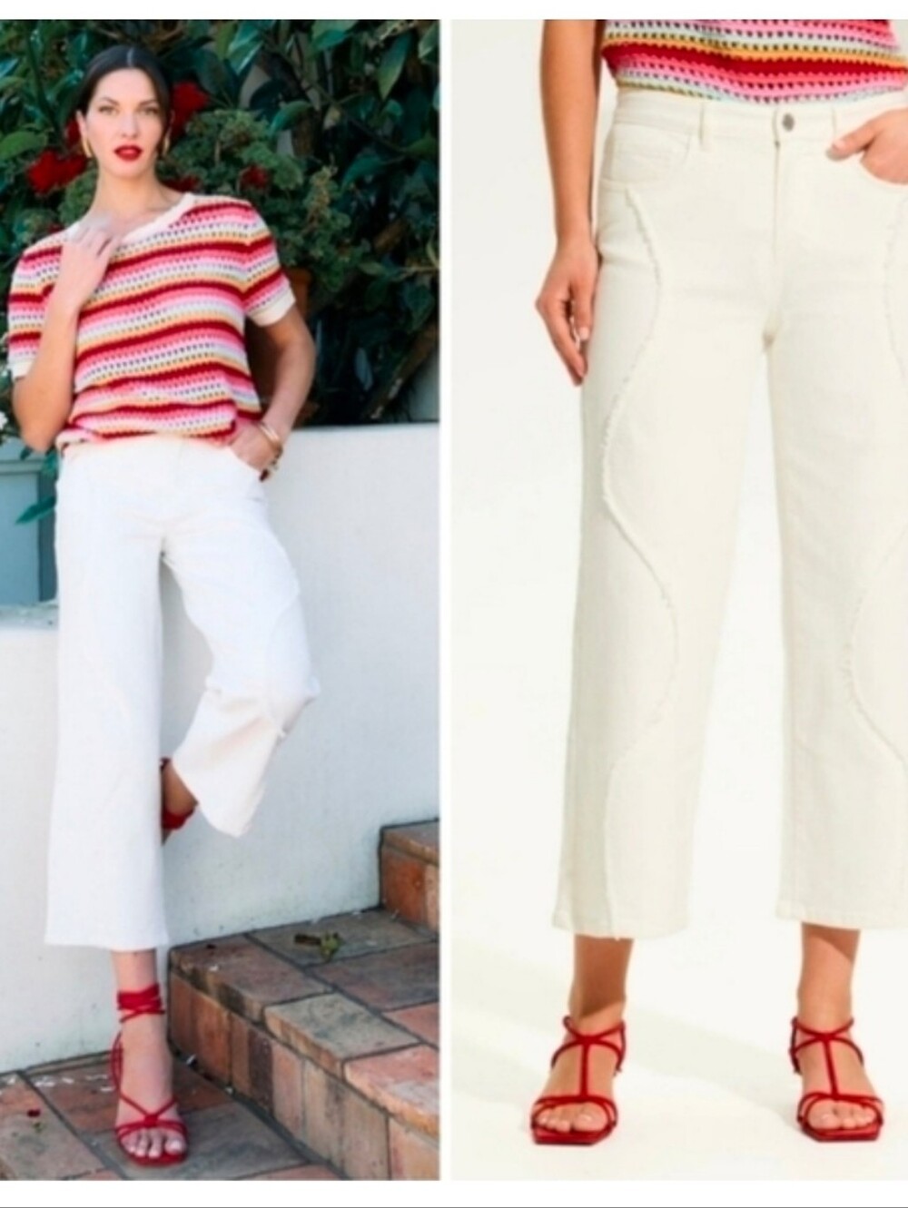 French Dressing Jeans FDJ Christina Wide Crop Ivory Size 12 MSRP $119 - Picture 13 of 14